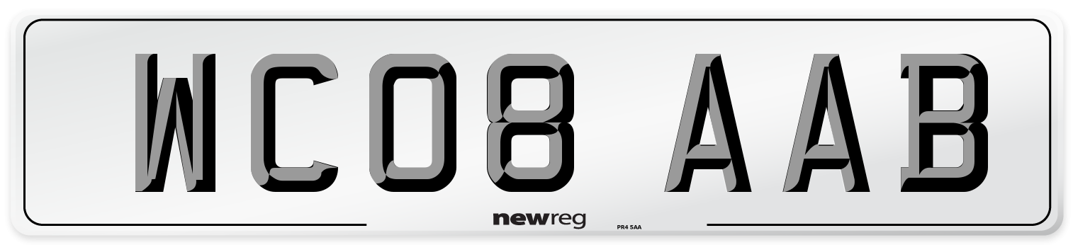 WC08 AAB Number Plate from New Reg